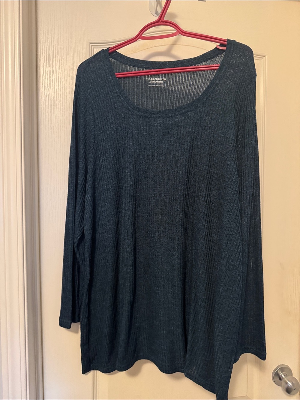Penningtons Dark Teal Ribbed Long Sleeve Scoop Neck Top
